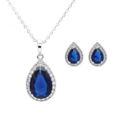 blue pendant necklace set