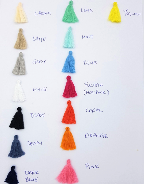 Tassel earrings colour chart