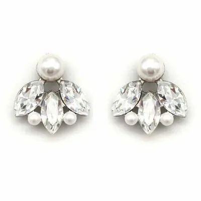 pearl and crystal bridal studs