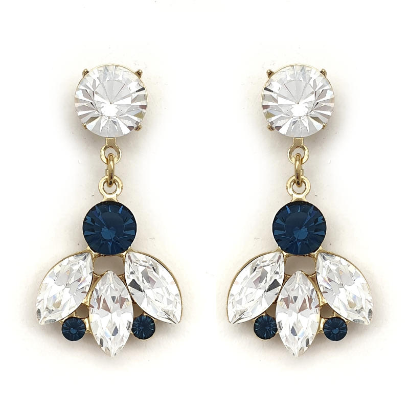 Sapphire and clear crystal drop earrings