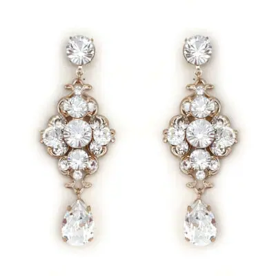 Crystal bridal statement drop earrings