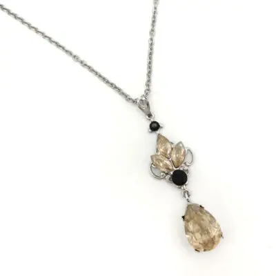 Golden shadow and black Crystal pendant necklace