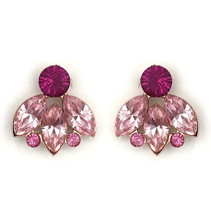 Pink swarovski crystal stud earrings