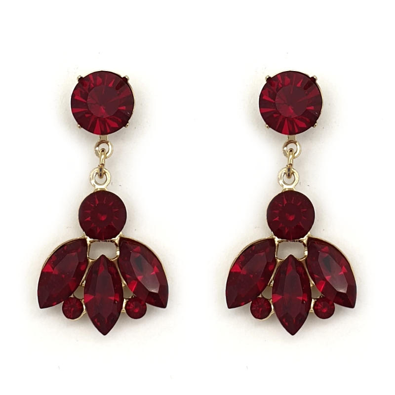 Ruby red crystal drop earrings