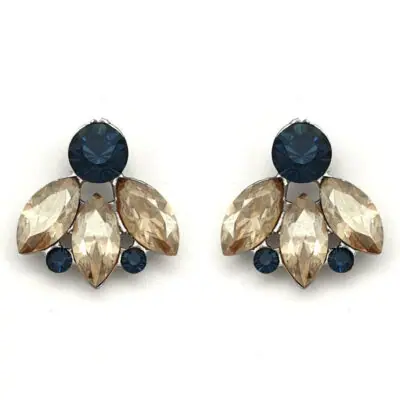 Sapphire and topaz crystal stud earrings