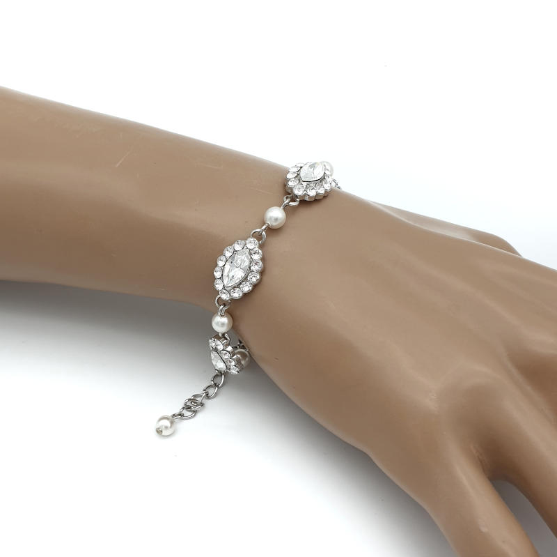 Swarovski crystal and pearl bridal bracelet