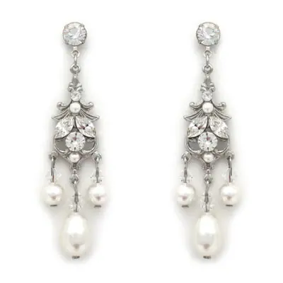 Pearl and crystal bridal earrings