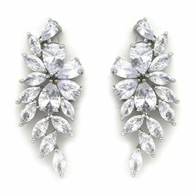 Silver cluster bridal earrings