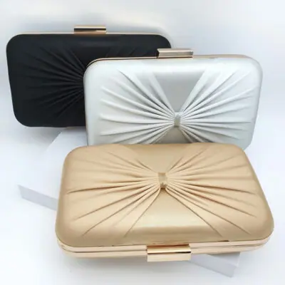 Gold, silver and black satin clutches