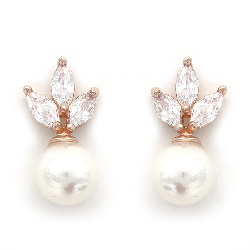 Rose gold pearl studs