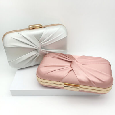 Silver and pink satin evening clutches
