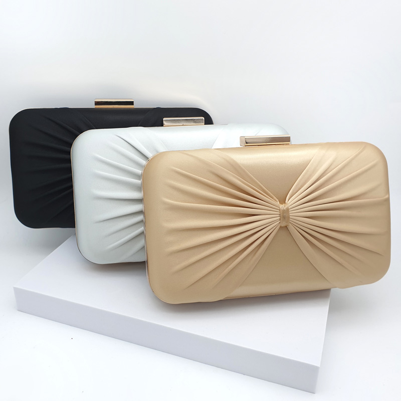 Silver gold or black satin clutches