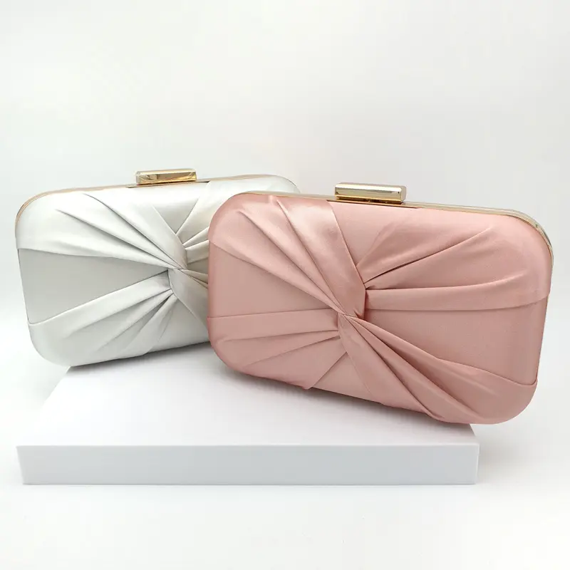 Silver or pink satin evening clutches