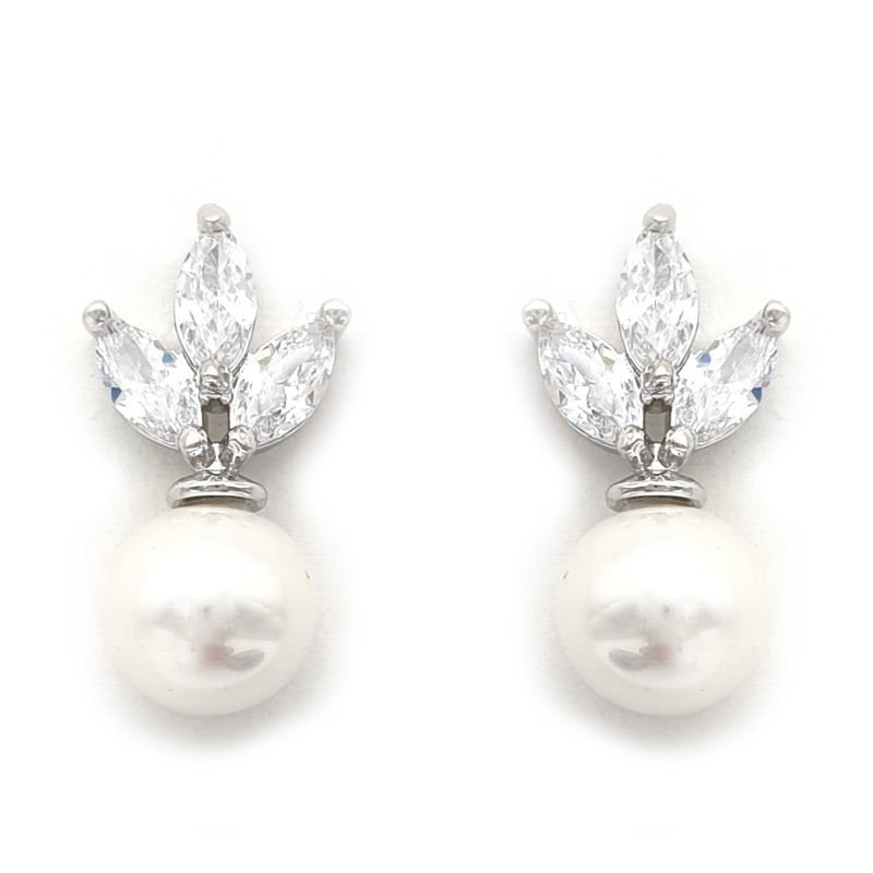Silver pearl studs