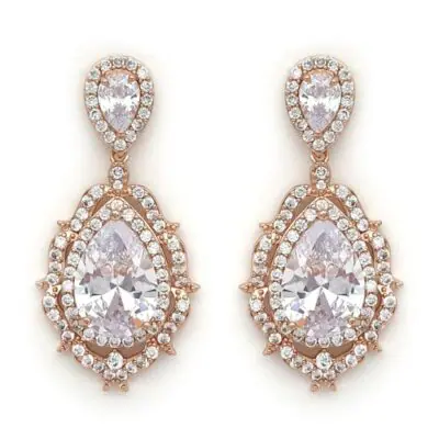 Bold rose gold drop bridal earrings