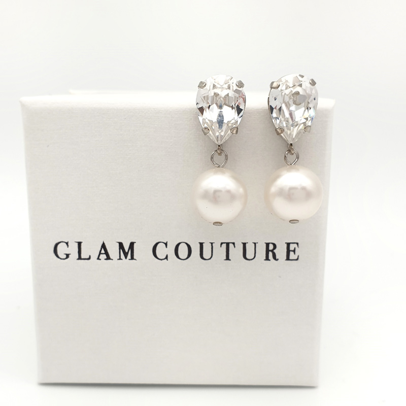 Classic crystal and pearl drop earrings