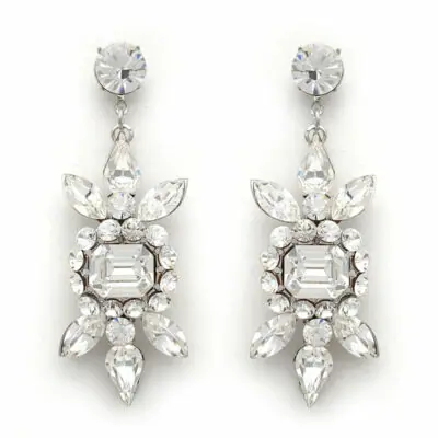 Clear bespoke crystal bridal earrings