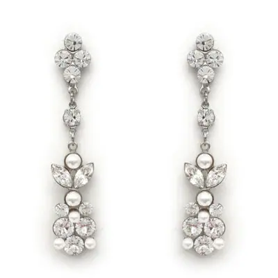 Crystal bespoke long drop earrings