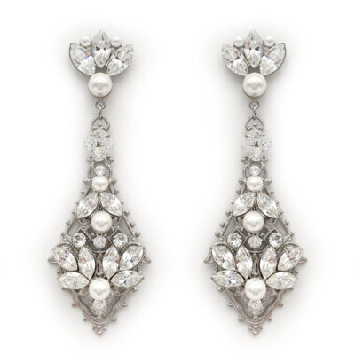 Large Swarovski crystal and pearl earrings