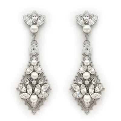 Large Swarovski crystal and pearl earrings