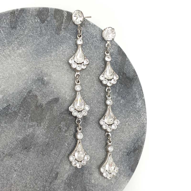 Long crystal drop earrings