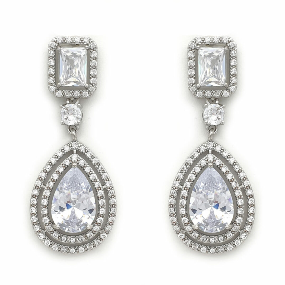 Art Deco Drop Earrings (Silver Or Rose Gold) 'Mayson' Glam Couture