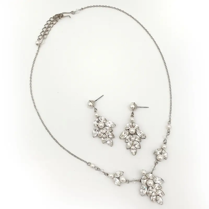 Pearl Crystal Necklace Set (Silver/Gold/Rose Gold) 'Tahlia-Mae