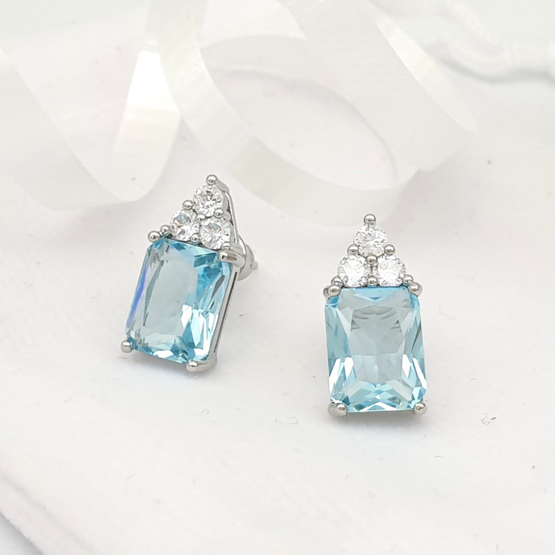 Blue topaz stud earrings