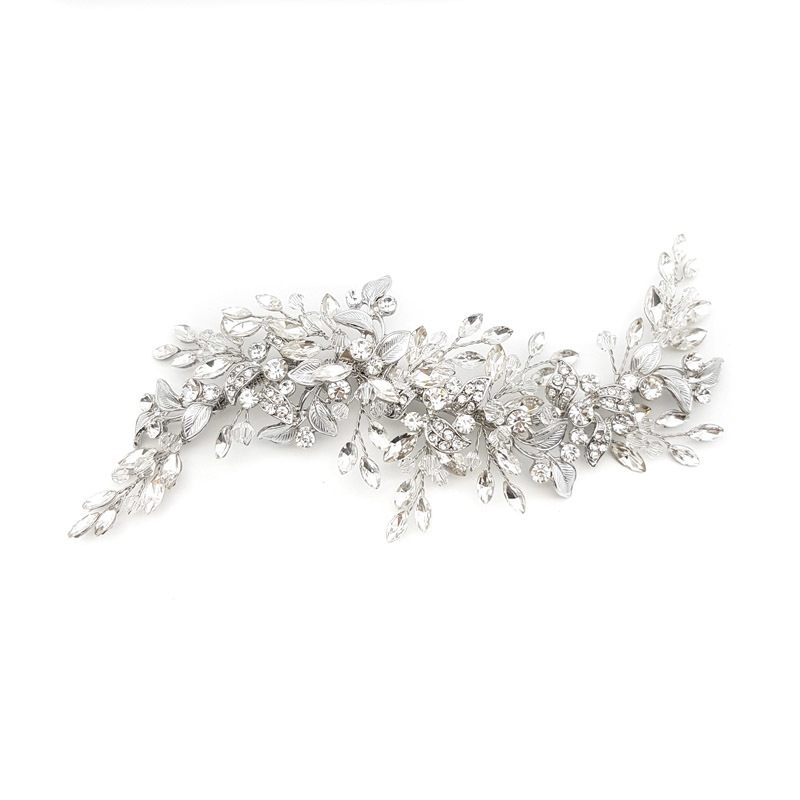 Silver crystal bridal hair piece