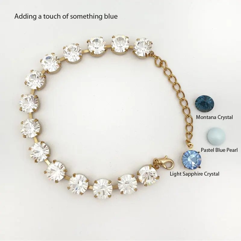 Crystal and blue bridal bracelet