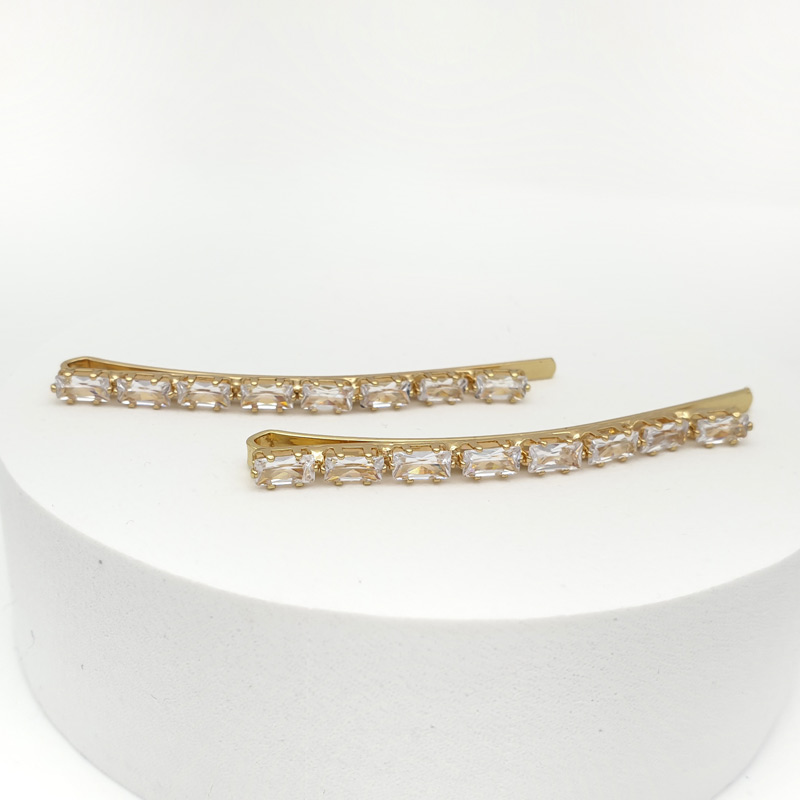 Gold cubic zirconia hair pins