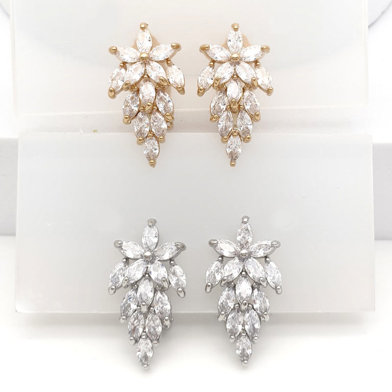 Gold or silver cz clip on earrings