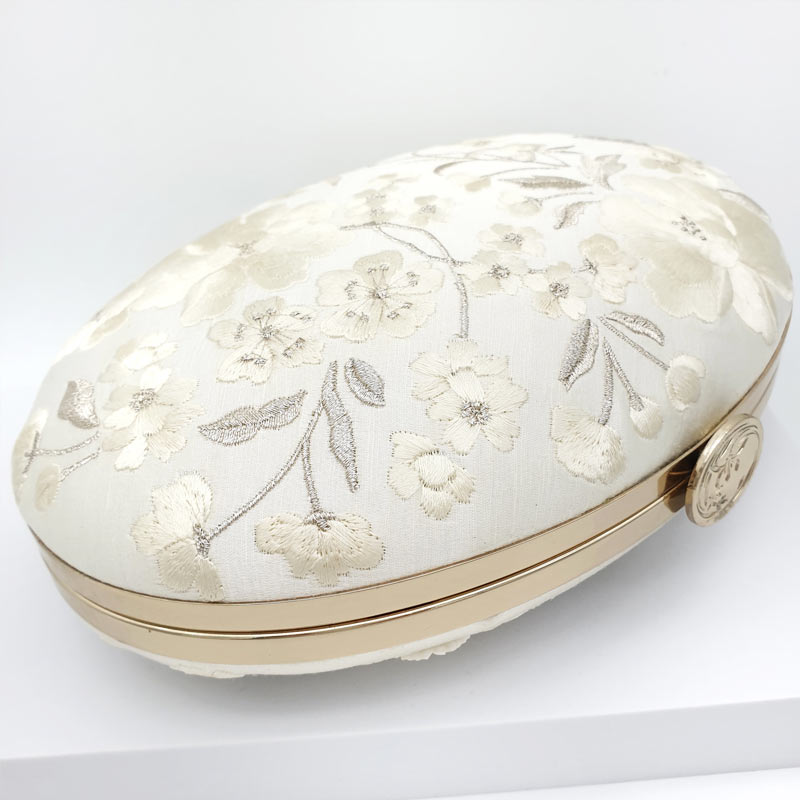 Ivory floral embroidered bridal clutch