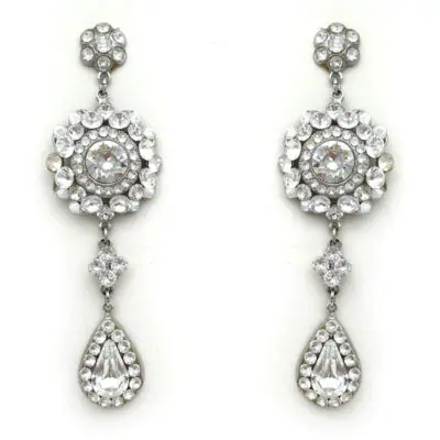 Long statement Swarovski crystal bridal drop earrings