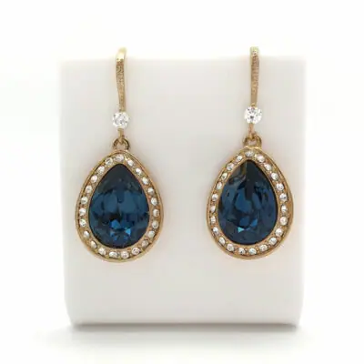 Navy sapphire blue crystal drop earrings