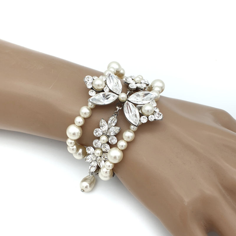 Pearl and crystal bridal bracelet