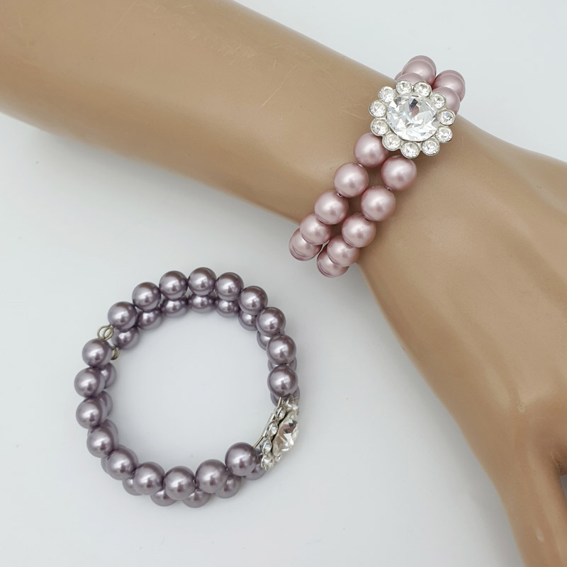 Pink and purple pearl cuff bangle
