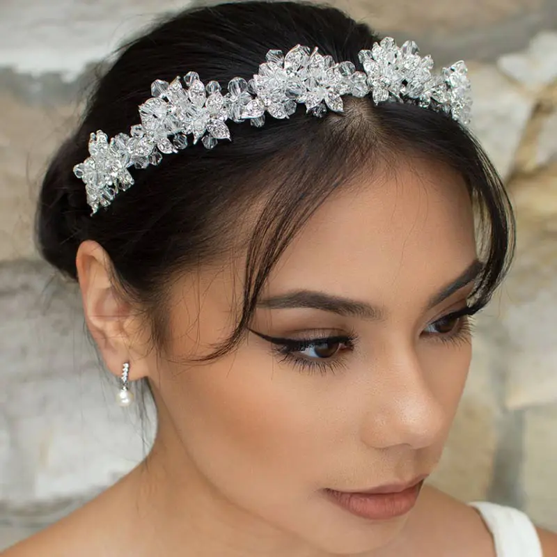 Crystal floral silver bridal tiara
