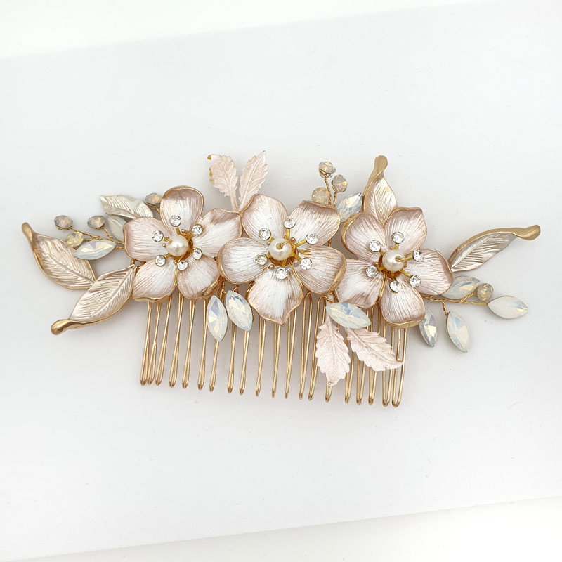 Gold floral bold hair comb