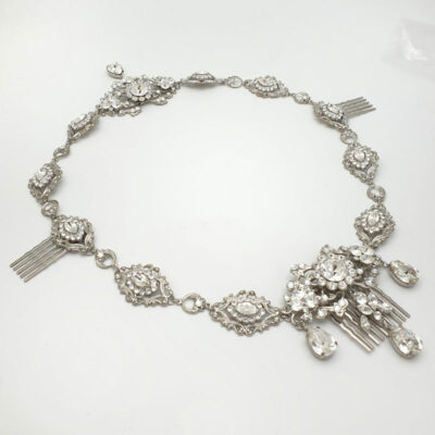 Silver bridal Swarovski crystal halo hairpiece