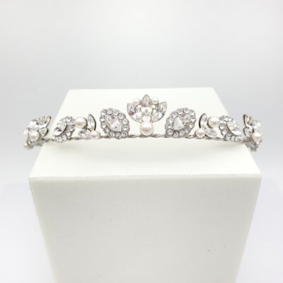 Silver crystal and pearl bespoke bridal tiara