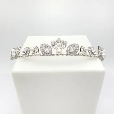 Silver crystal and pearl bespoke bridal tiara