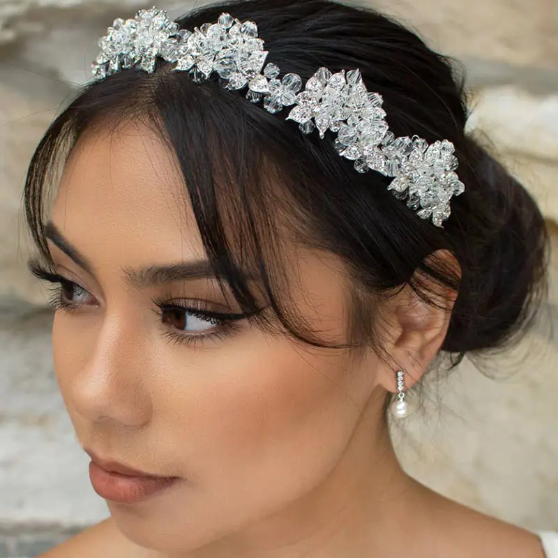 Silver crystal bridal crown