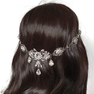 Stunning silver bridal Swarovski bespoke halo hairpiece
