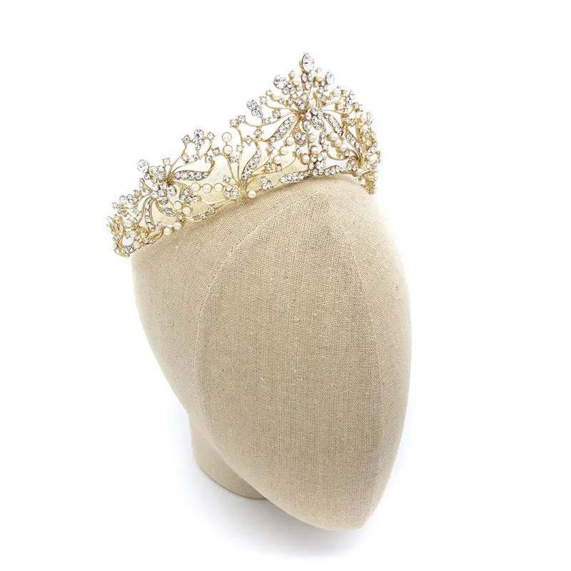 Gold pearl wedding tiara