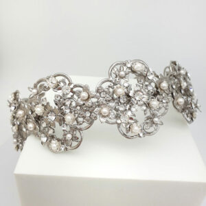 Floral bridal pearl and crystal headband