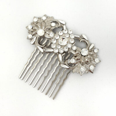 Silver crystal bespoke hair comb