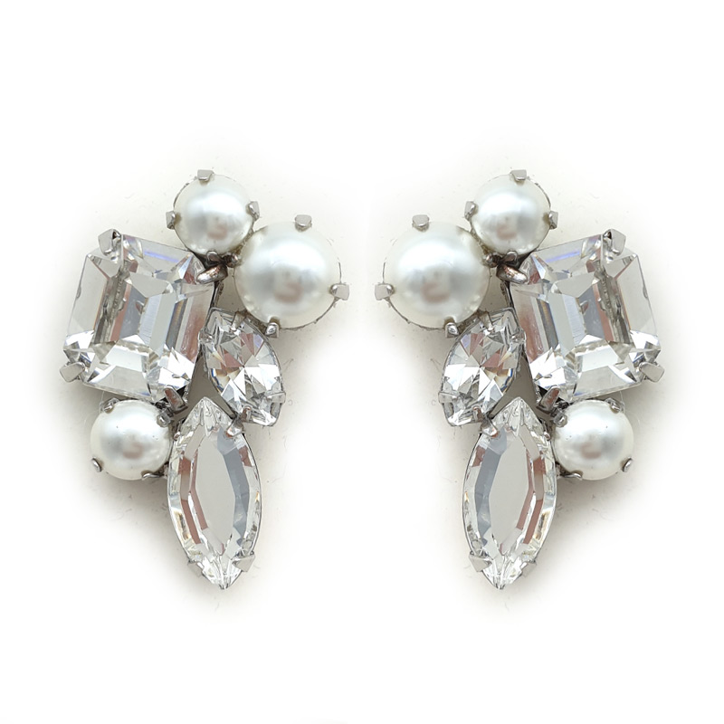 Statement pearl crystal cluster studs