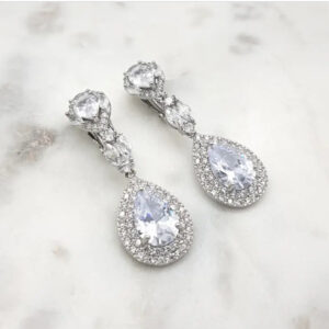 Silver clip on drop earrings