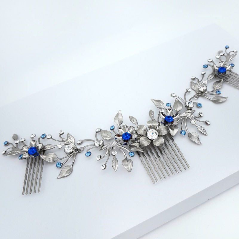 Bespoke blue bridal hair piece - cherry